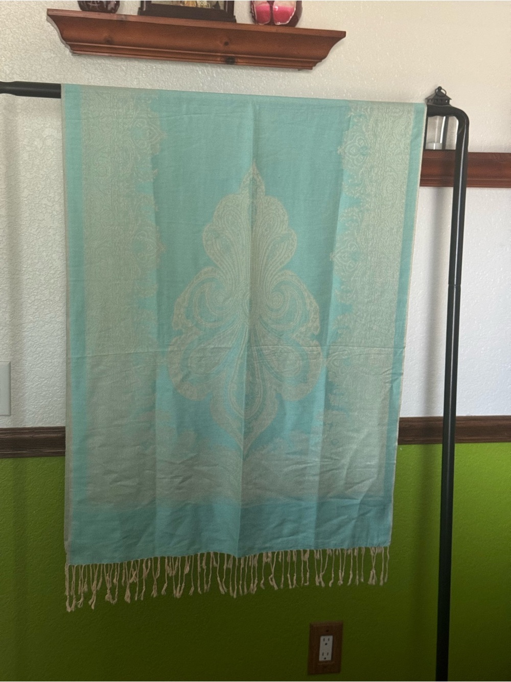 Turquoise & White Pashmina